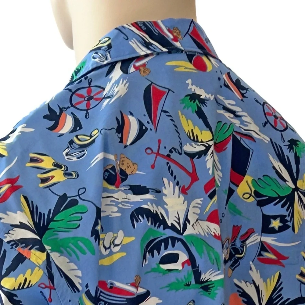 Polo Ralph Lauren Hawaiian Shirt 67 Bear Fun Tropical Vacation All Over Print - Picture 8 of 13
